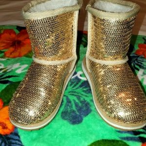 Sequin Gold Boots Toddler Girls Sz 10